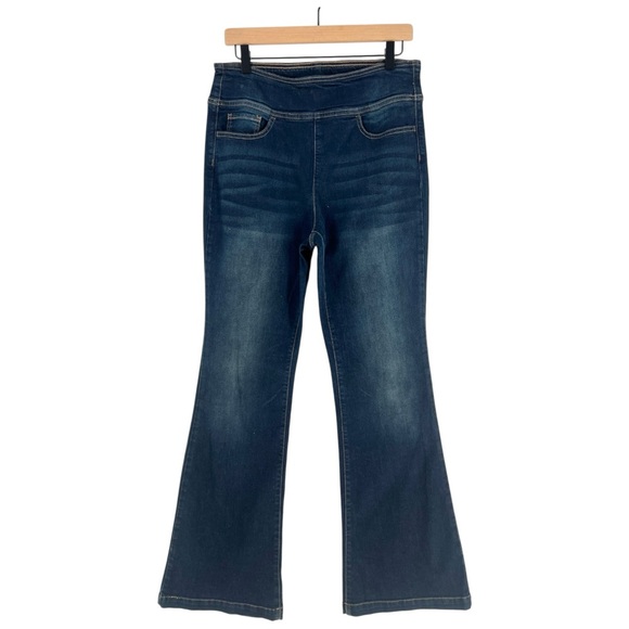 Sofia Jeans by Sofia Vergara Melisa Flare Dark Blue Stretch Denim Pull-On Jeans - Picture 1 of 11
